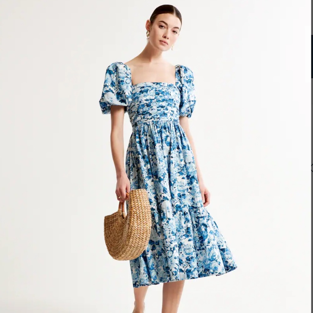 Emerson Poplin Puff Sleeve Midi Dress